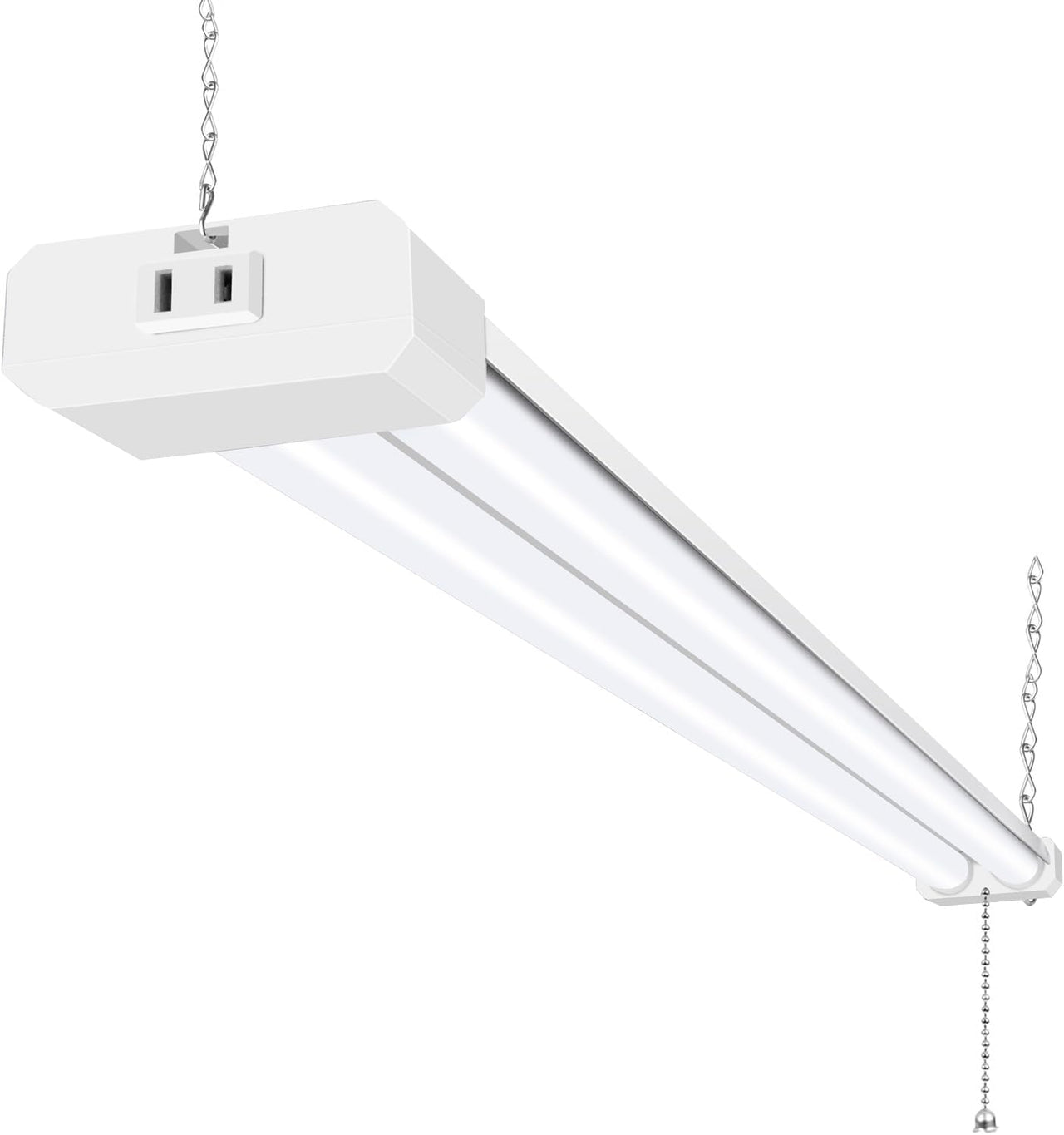 Eagle Reign 4FT LED Shop Light with Pull Chain & Outlet, Linkable Garage Light Fixture