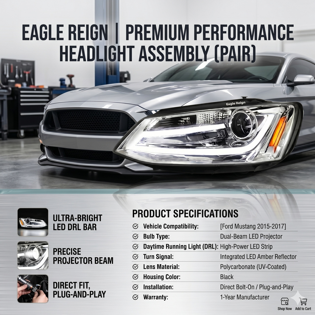 Eagle Reign High-Performance LED Headlights | Ultra-Bright Plug & Play Headlamp Upgrade