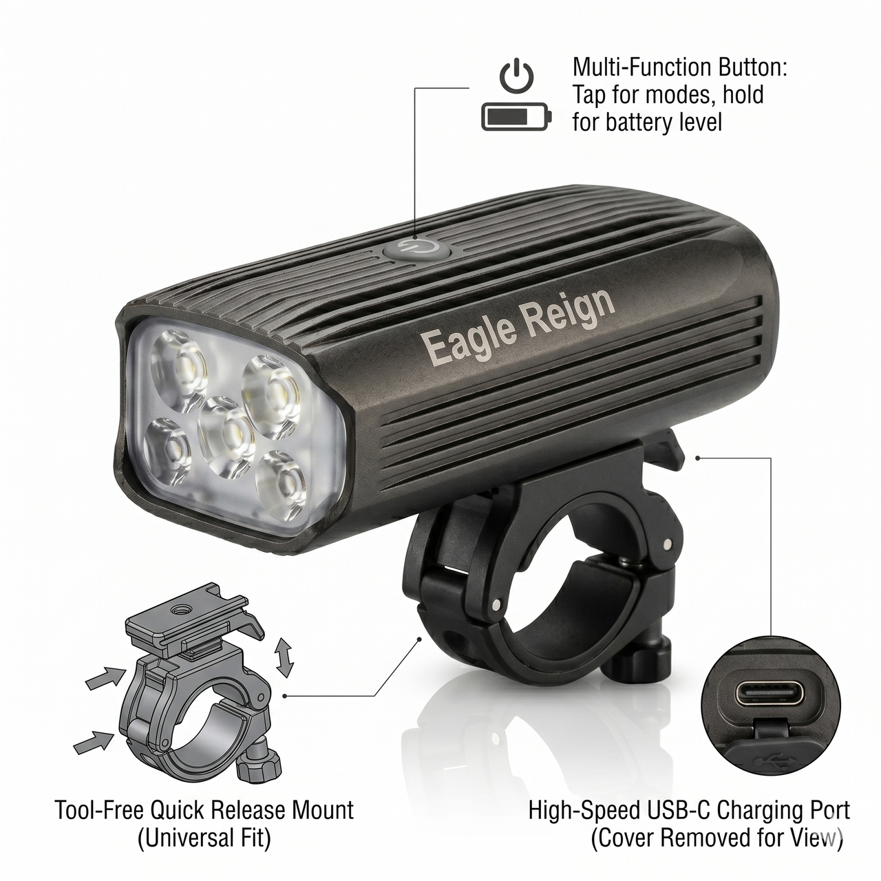 Eagle Reign Professional Bike Lights High-Intensity Front Headlight