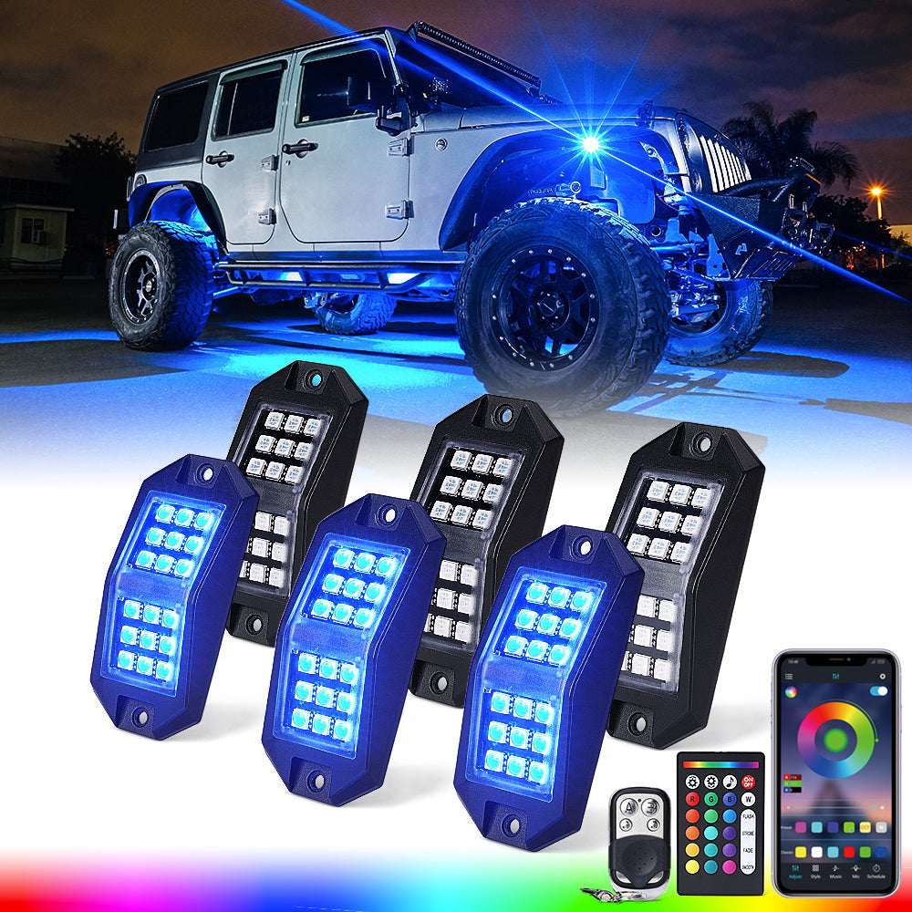 Juego de Luces de Roca LED RGB Multicolor con Control Remoto y Bluetooth Serie Discovery Plus Xprite