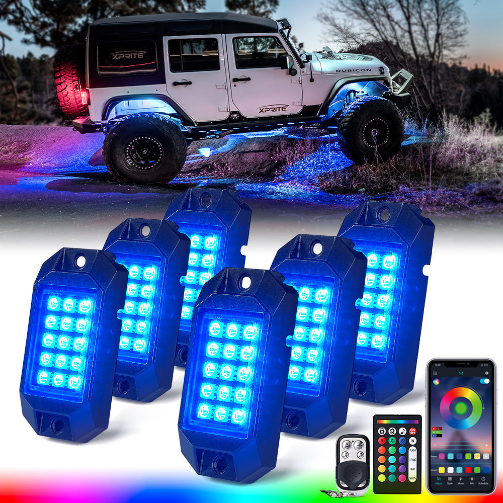 Luces de Roca LED RGB Multicolor con Control Remoto y Bluetooth Serie Discovery Xprite
