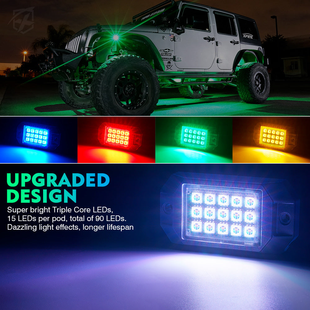 Luces de Roca LED RGB Multicolor con Control Remoto y Bluetooth Serie Discovery Xprite