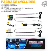 4PC LED Interior RGB Lights with Remote Control Celestial package