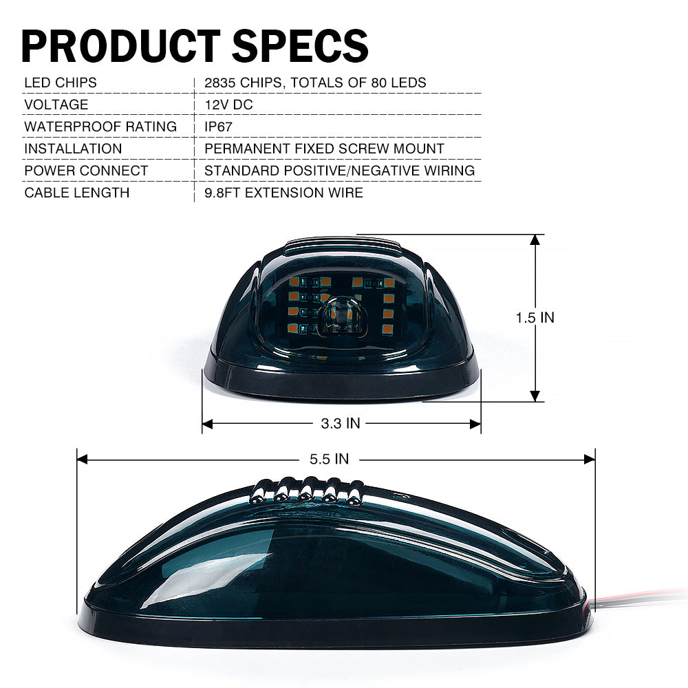 Juego de Luces de Gálibo Ahumadas LED Para Techo de Cabina Serie Guide Xprite - Kit de 5